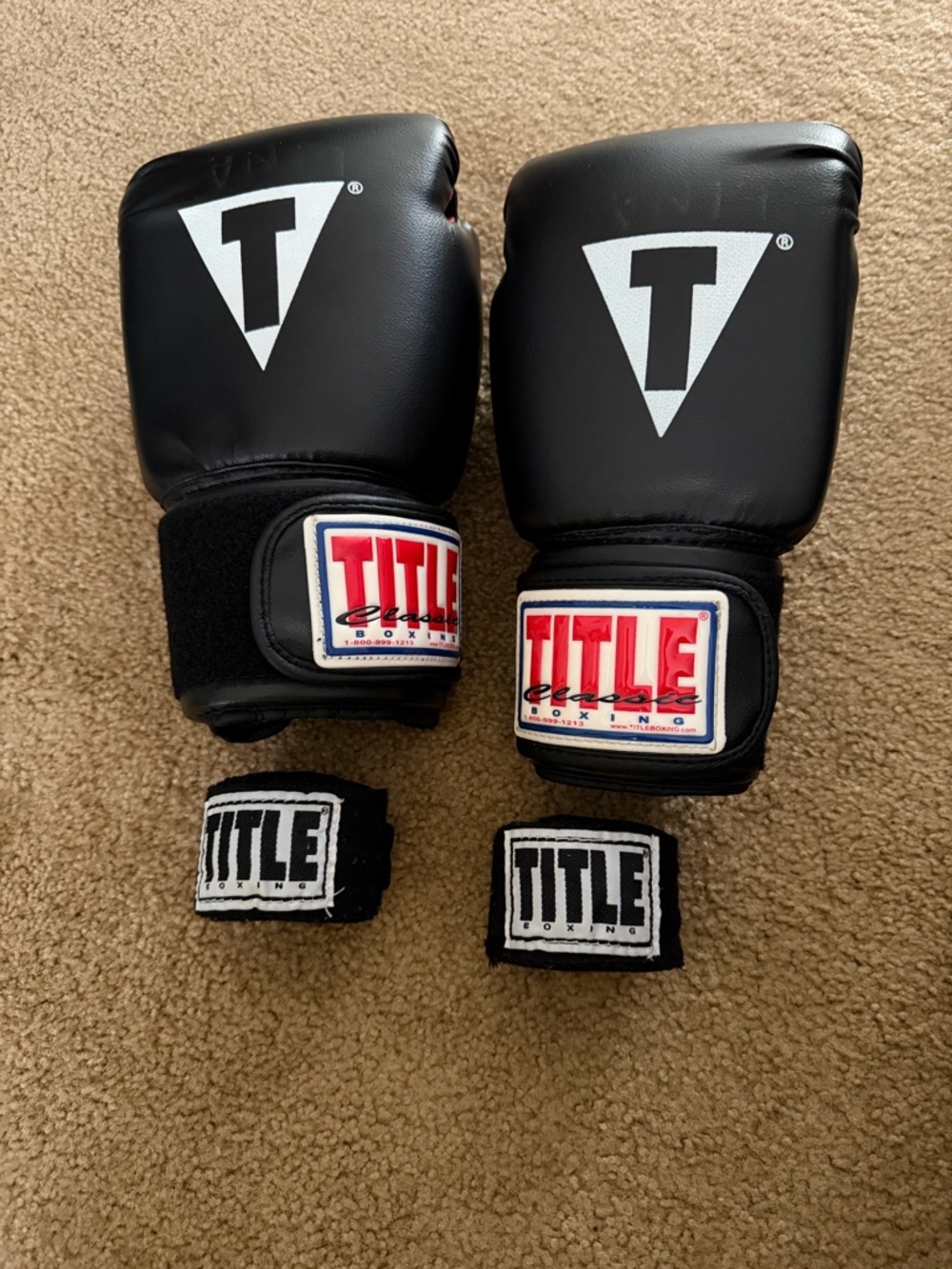 Title Boxing Black Men's Training Gloves with Wraps